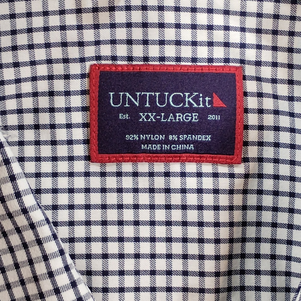 UNTUCKit Wagner Shirt Mens XXL Performance Nylon Check Button Down Stretch - Picture 6 of 8